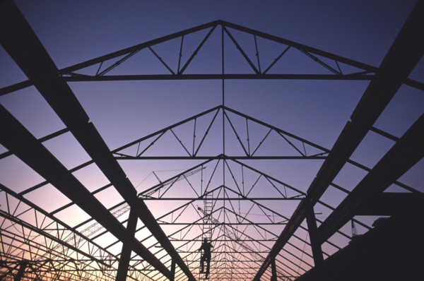 silhouette of man climbing on construction0242