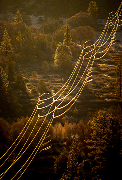 power lines running uphill in California